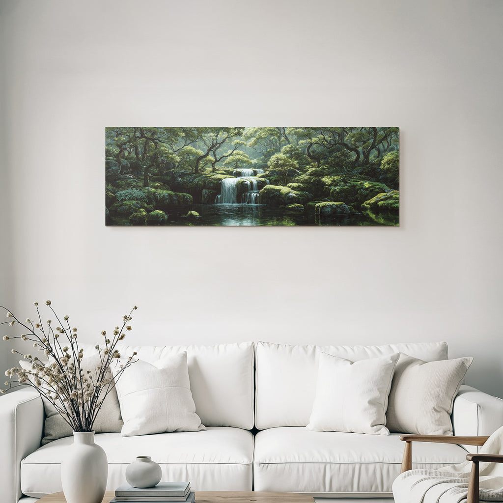 Tropical and jungle tranquil natural landscape with waterfall in the forest