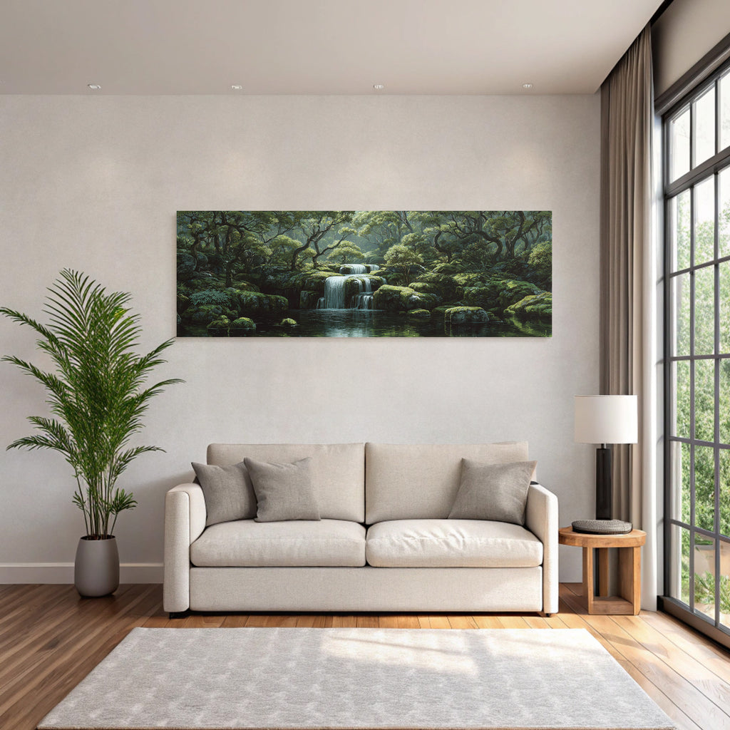 Tropical and jungle tranquil natural landscape with waterfall in the forest