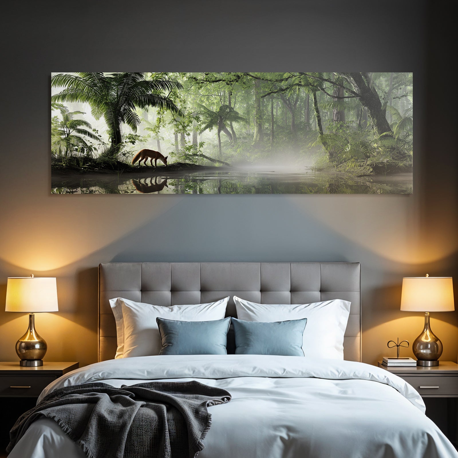 Tropics and Jungle Quiet Forest Fox by the Water Reflection Tranquility
