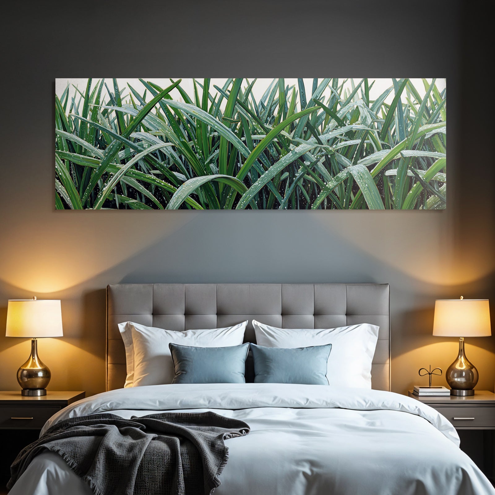 Tropical and Jungle Tall Grass with Dew Fresh Garden Setting