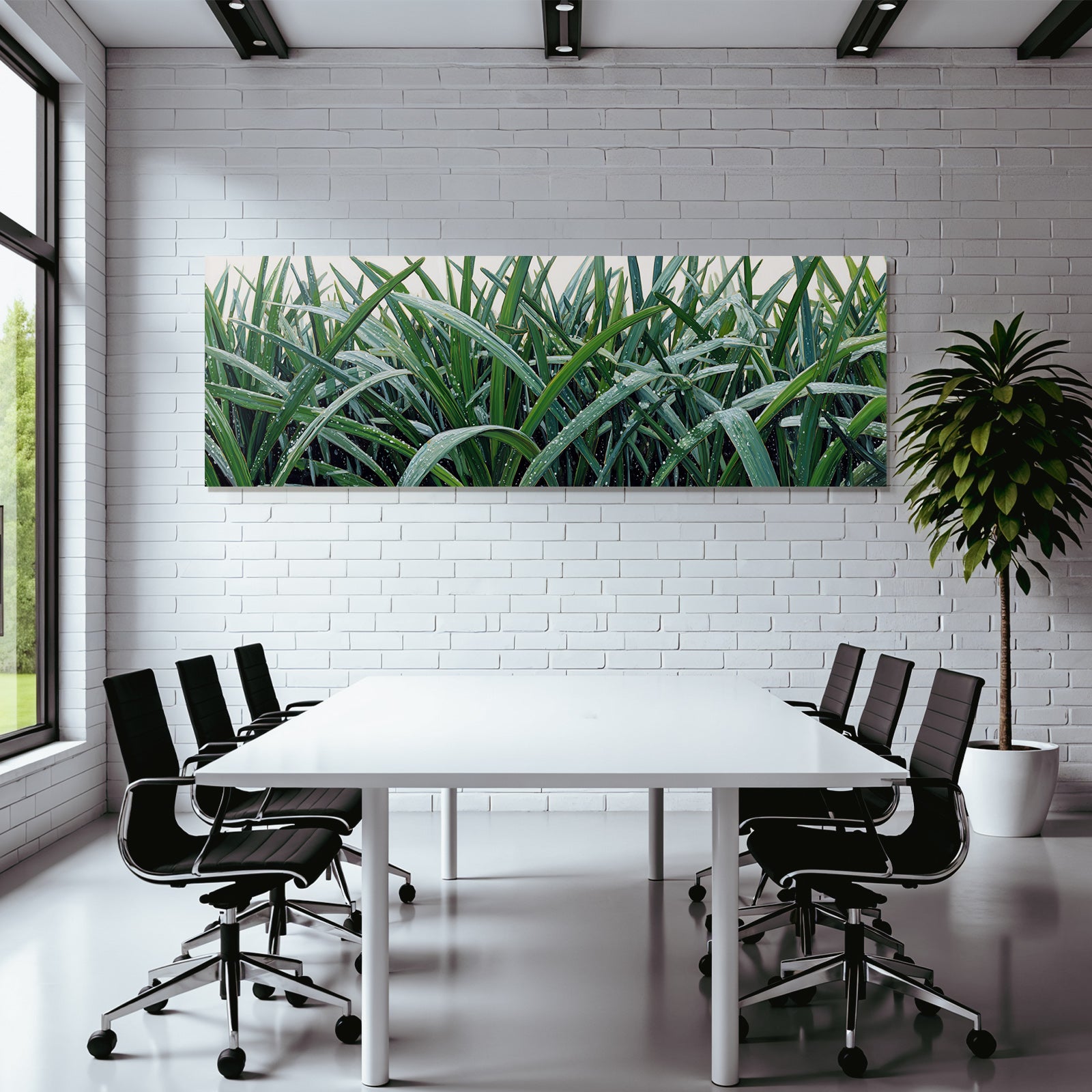 Tropical and Jungle Tall Grass with Dew Fresh Garden Setting