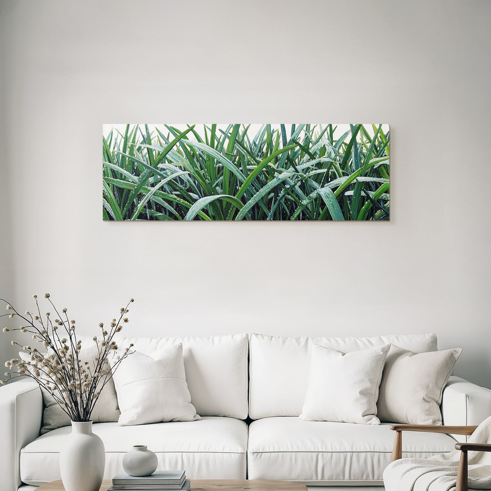 Tropical and Jungle Tall Grass with Dew Fresh Garden Setting