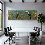Tropics and Jungle Toucan Colorful Birds Flowers and Foils Tropical Theme