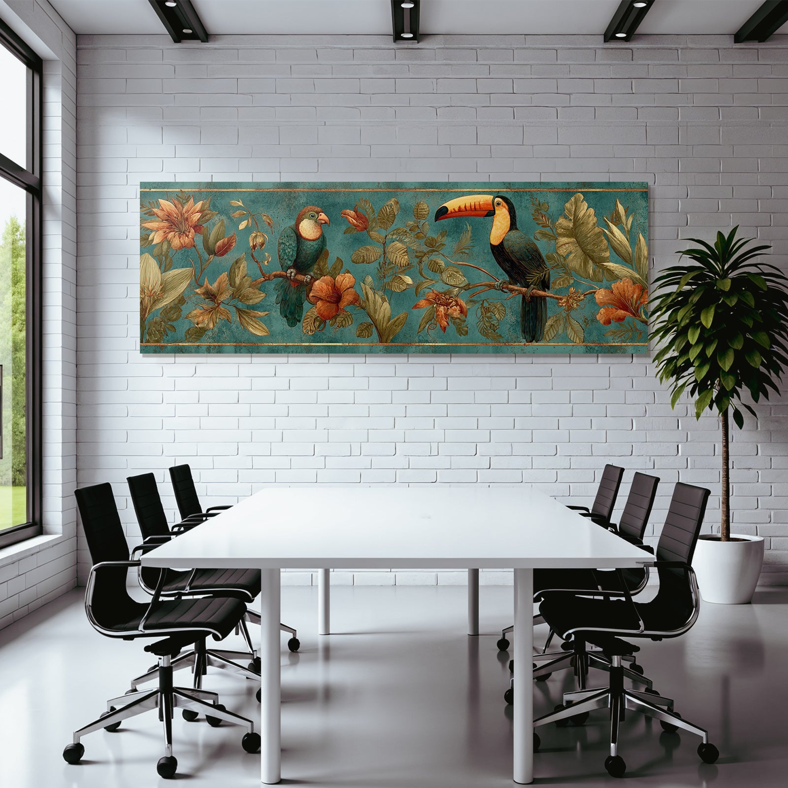 Tropics and Jungle Toucan Colorful Birds Flowers and Foils Tropical Theme