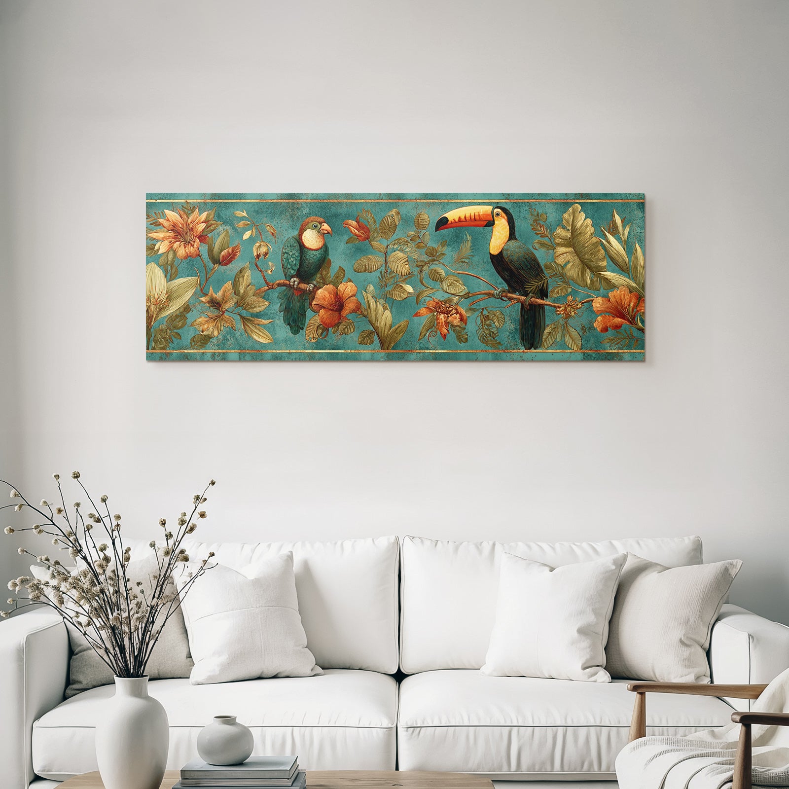 Tropics and Jungle Toucan Colorful Birds Flowers and Foils Tropical Theme