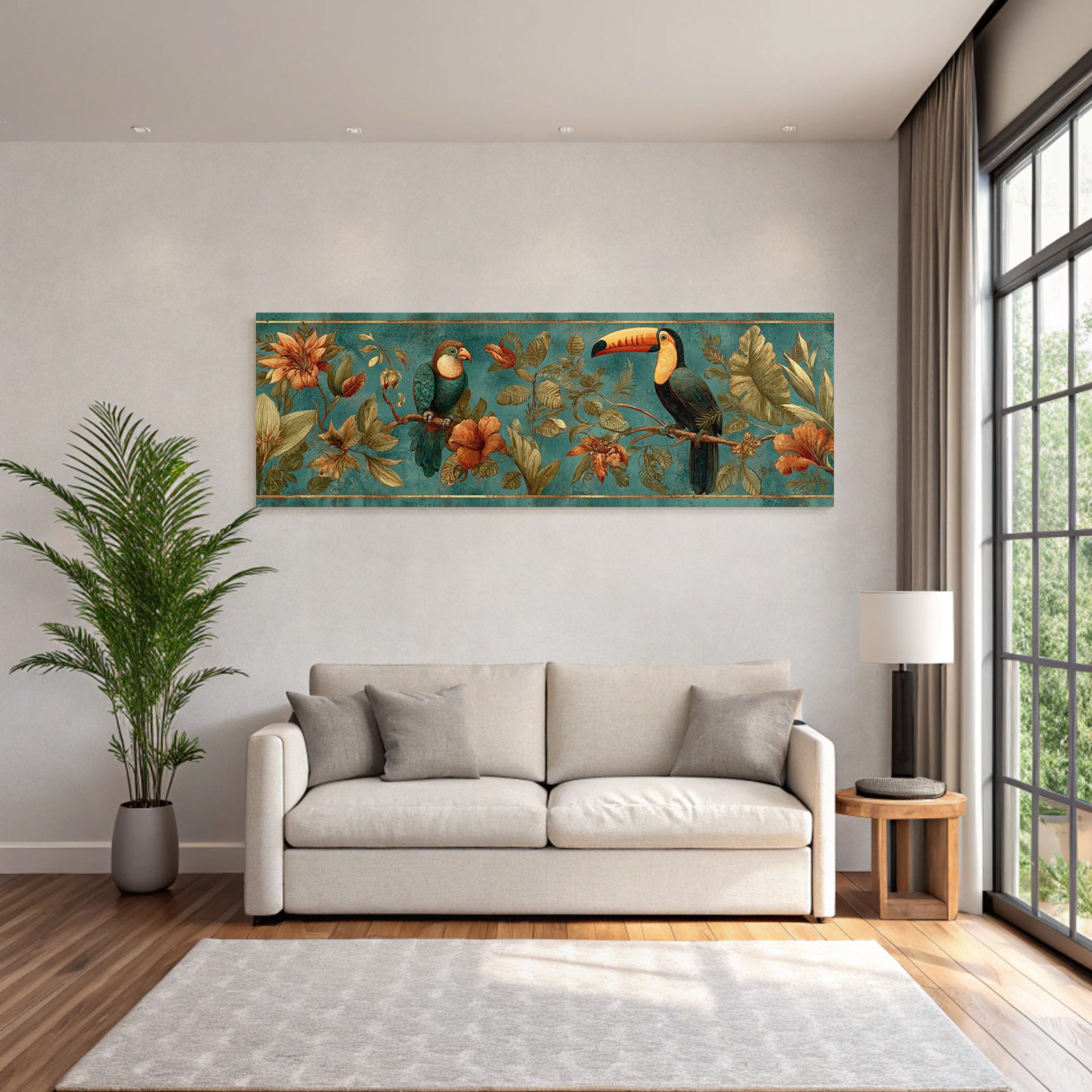 Tropics and Jungle Toucan Colorful Birds Flowers and Foils Tropical Theme