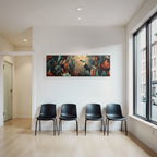 Tropics and jungle toucan and colorful episodes and flowers artistic illustration