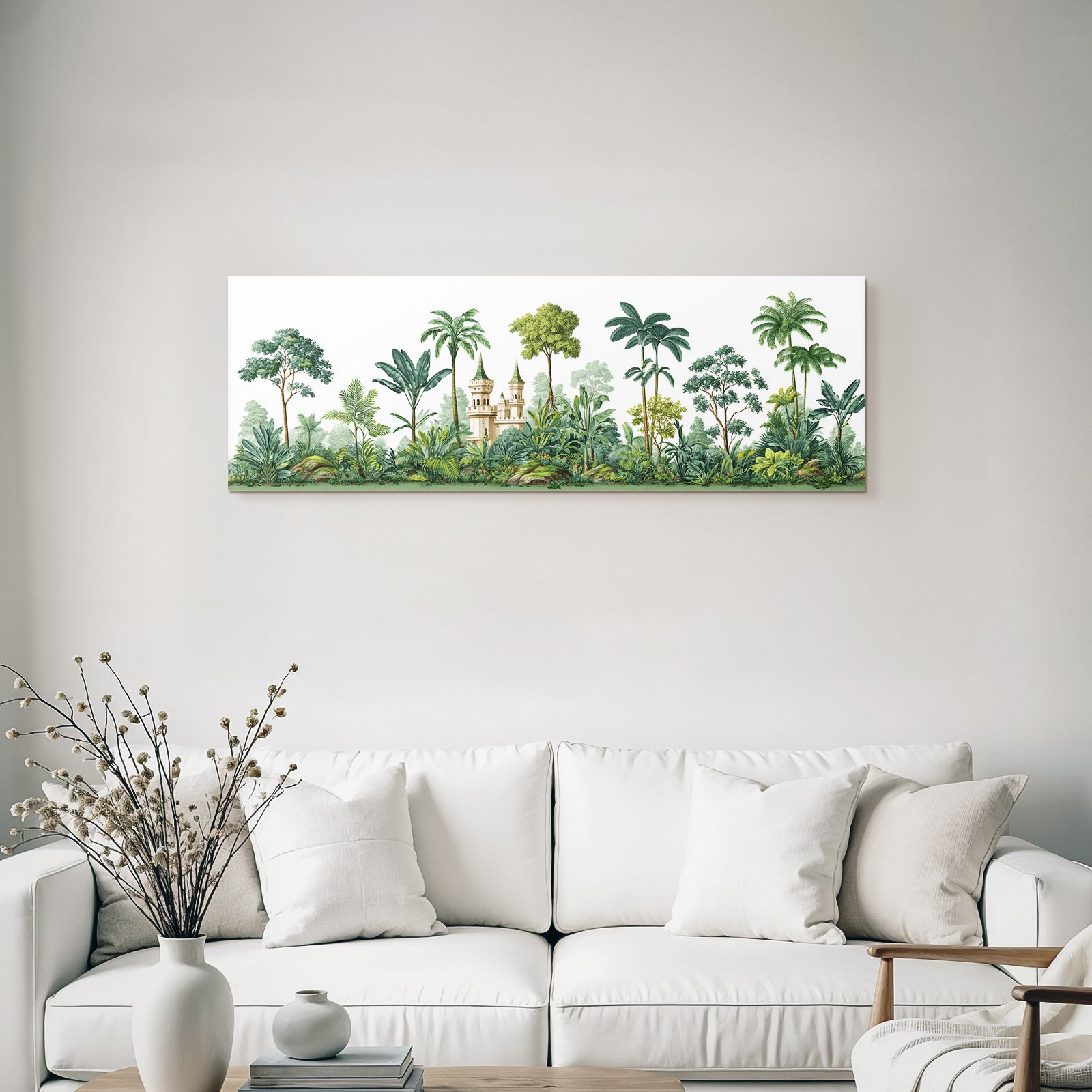 Tropics and jungle Tropical landscape with castle in green surroundings