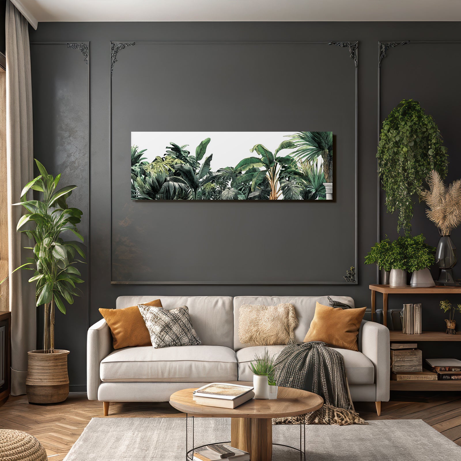 Tropics and Jungle Tropical Plants Leaf Illustration Green and Yellow Colors