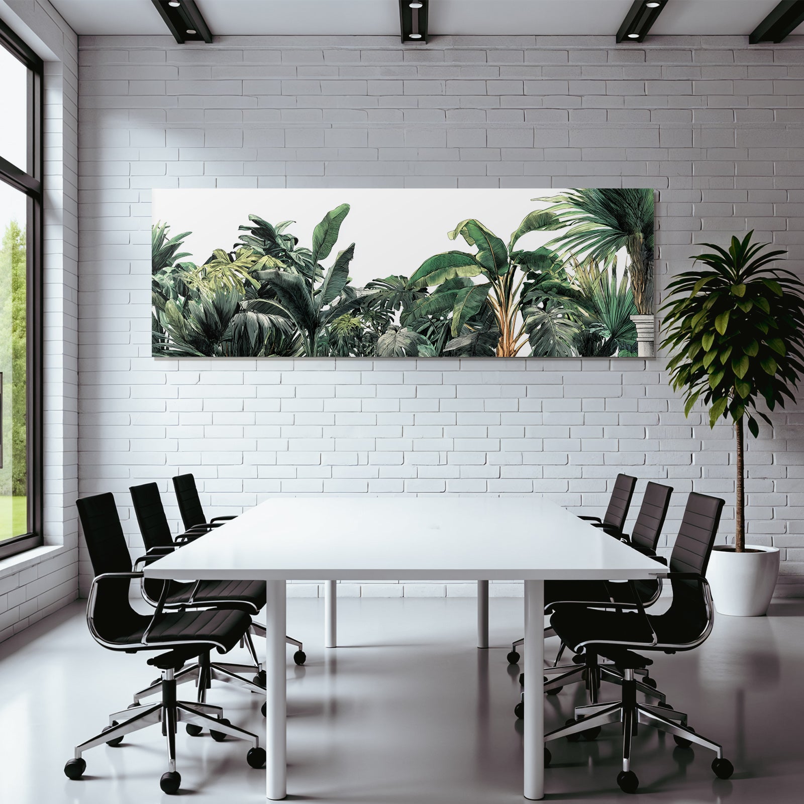 Tropics and Jungle Tropical Plants Leaf Illustration Green and Yellow Colors
