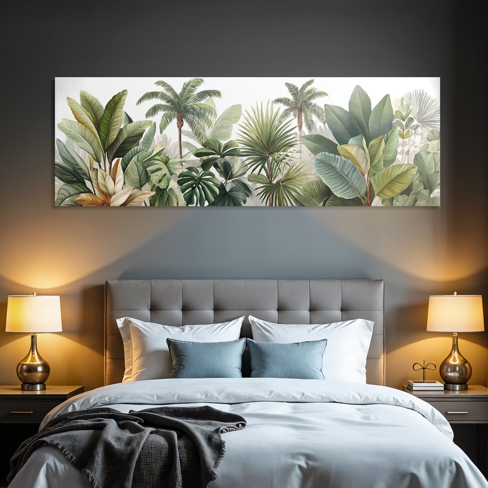Tropics and Jungle Tropical Plants and Leaves Illustration Green Color Scheme
