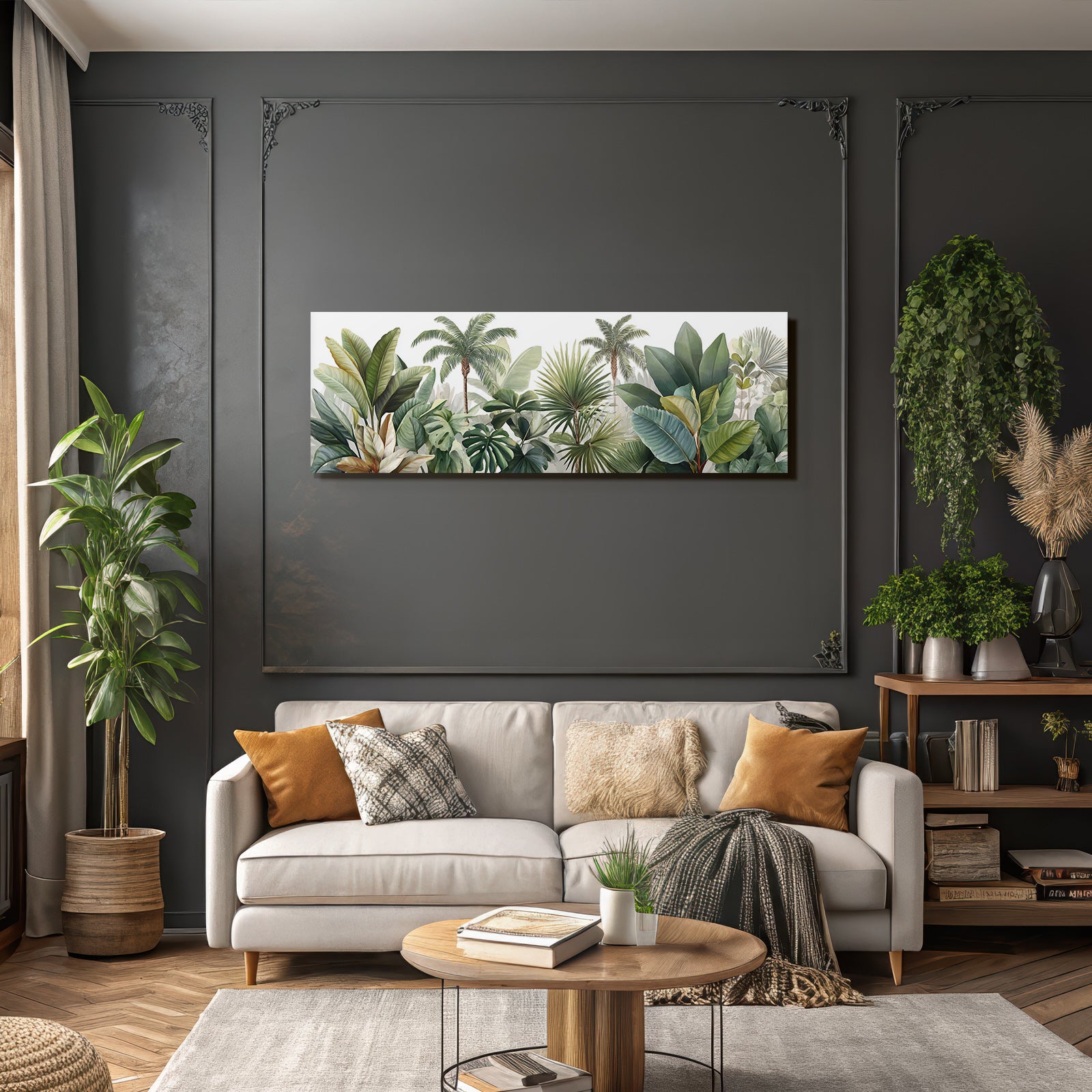 Tropics and Jungle Tropical Plants and Leaves Illustration Green Color Scheme