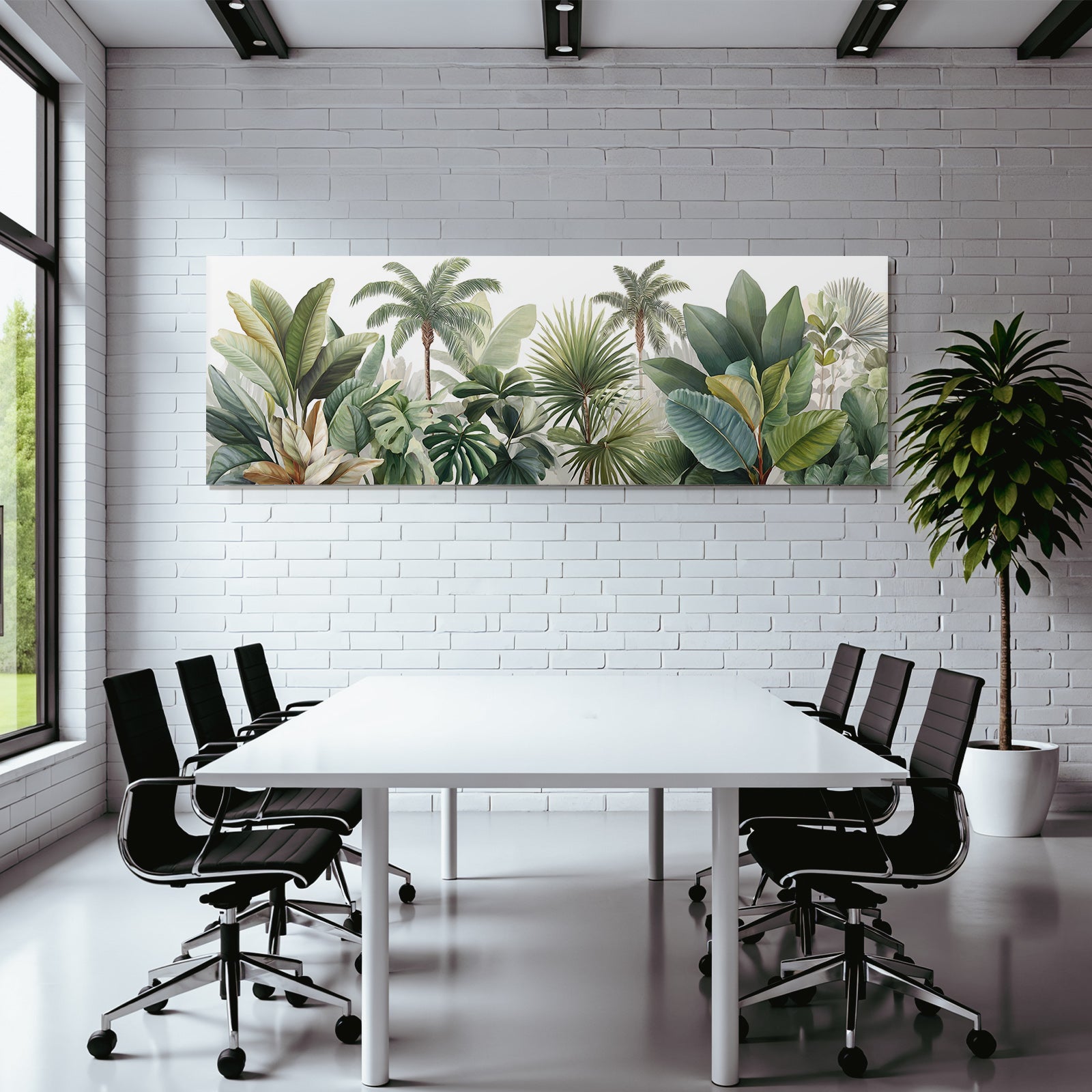 Tropics and Jungle Tropical Plants and Leaves Illustration Green Color Scheme