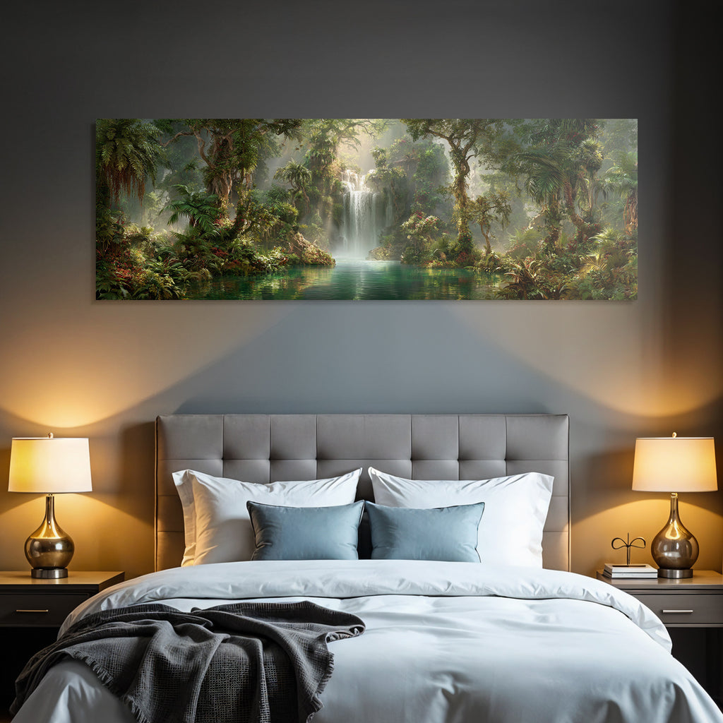 Tropics and Jungle Tropical Jungle Landscape with Waterfall and Lake