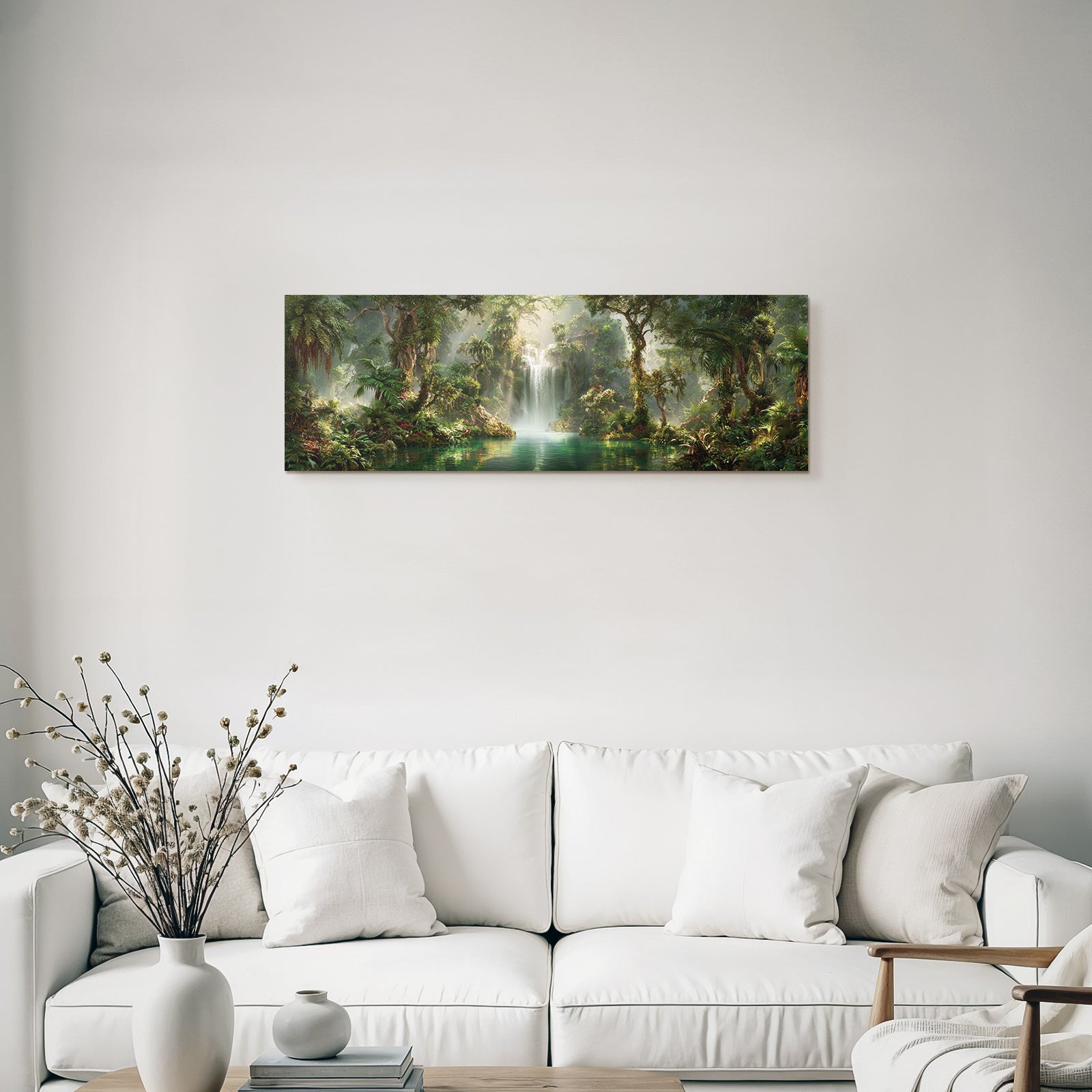 Tropics and Jungle Tropical Jungle Landscape with Waterfall and Lake