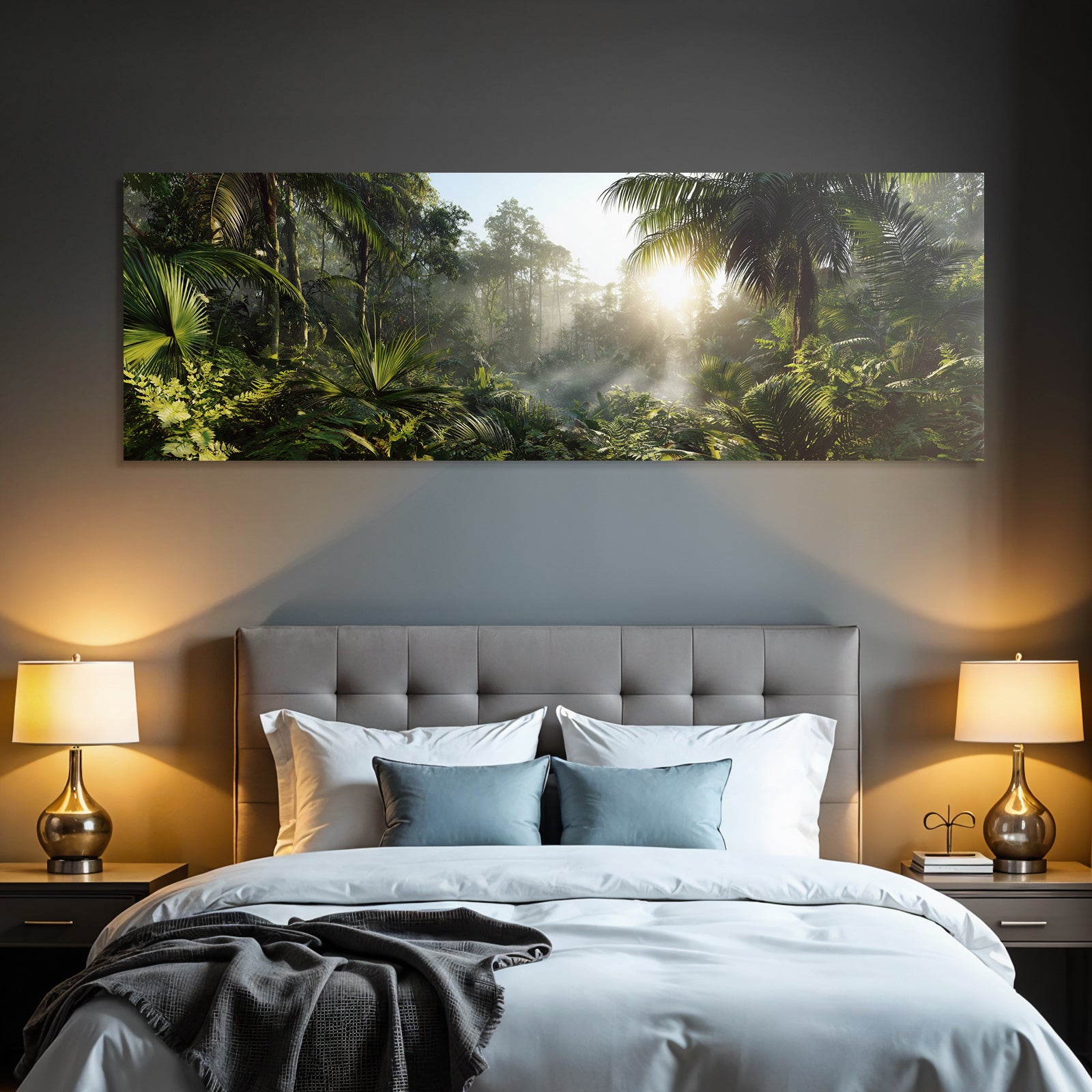 Tropics and Jungle Tropical rainforest with dense vegetation and sunlight