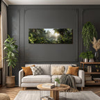 Tropics and Jungle Tropical rainforest with dense vegetation and sunlight