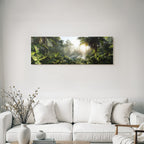 Tropics and Jungle Tropical rainforest with dense vegetation and sunlight
