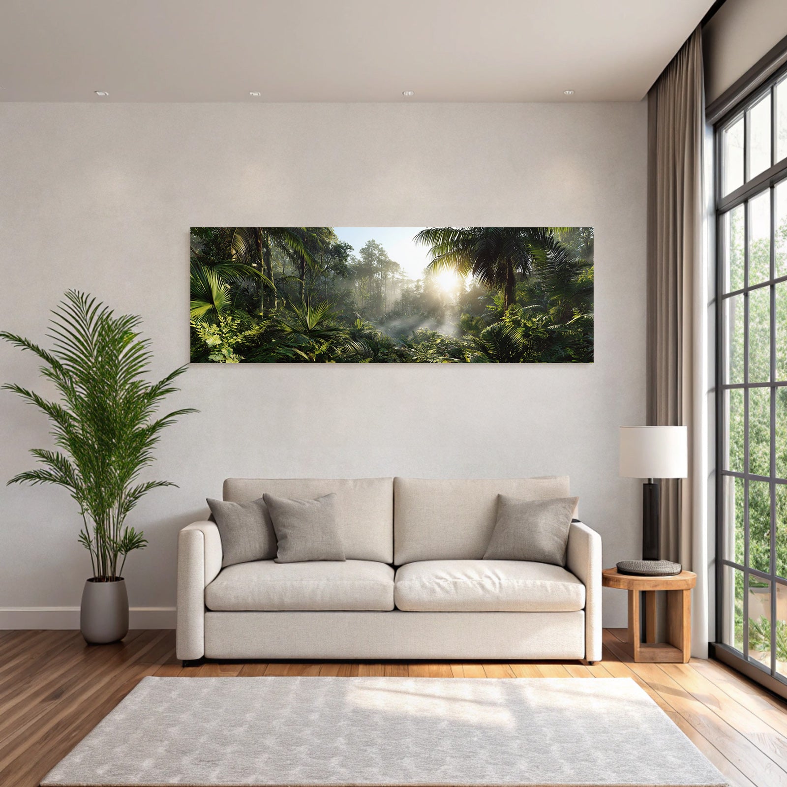 Tropics and Jungle Tropical rainforest with dense vegetation and sunlight