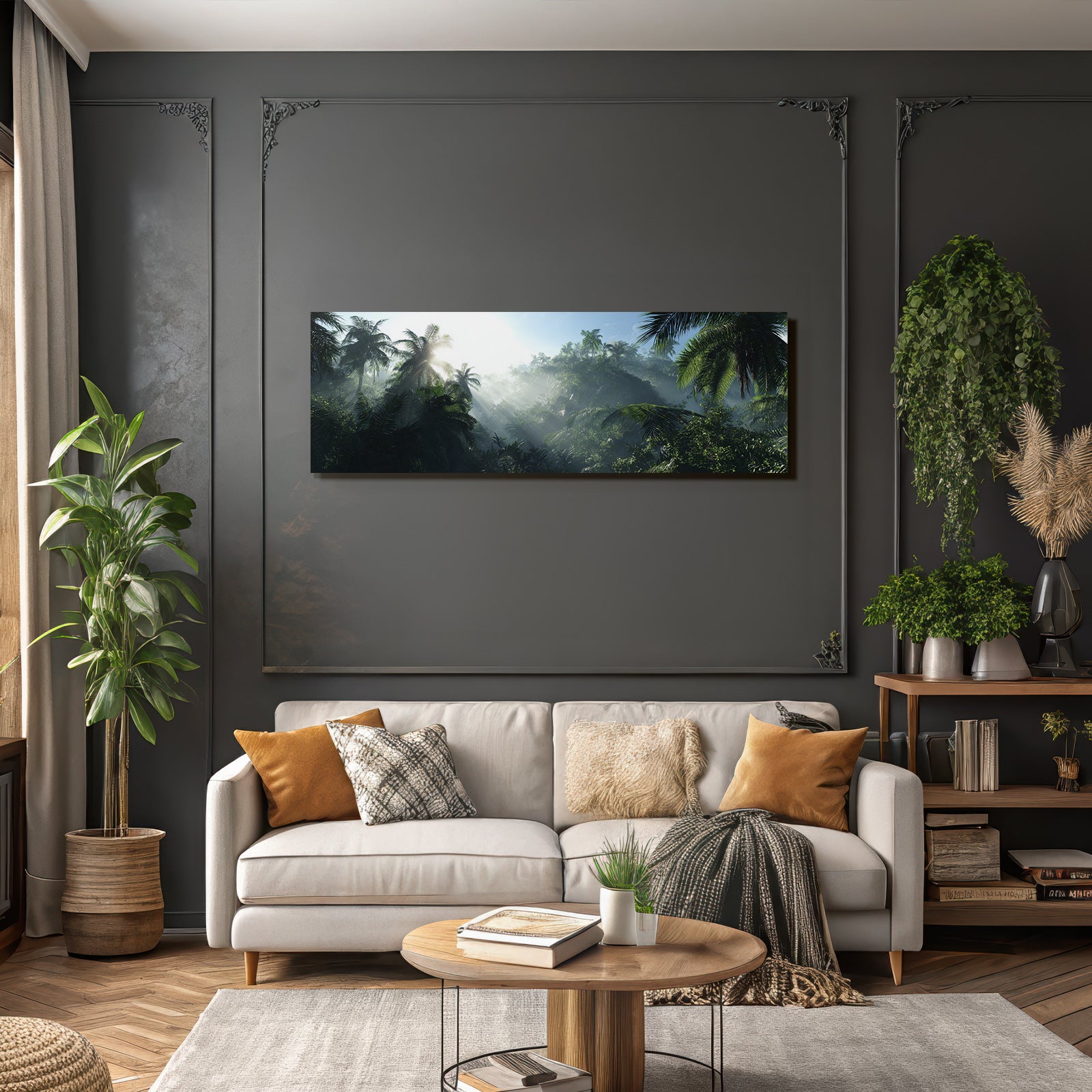 Tropics and Jungle Tropical rainforest with palm trees and dense vegetation