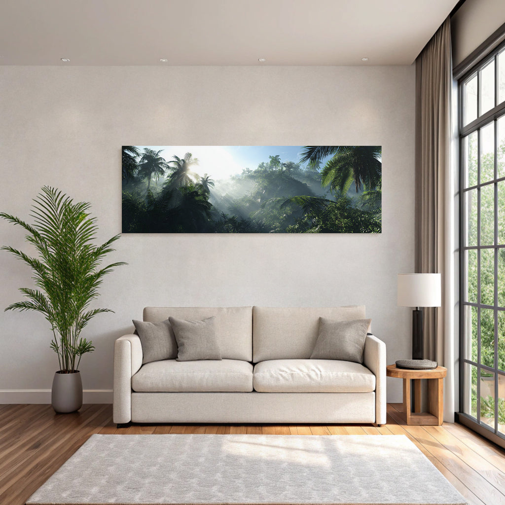 Tropics and Jungle Tropical rainforest with palm trees and dense vegetation