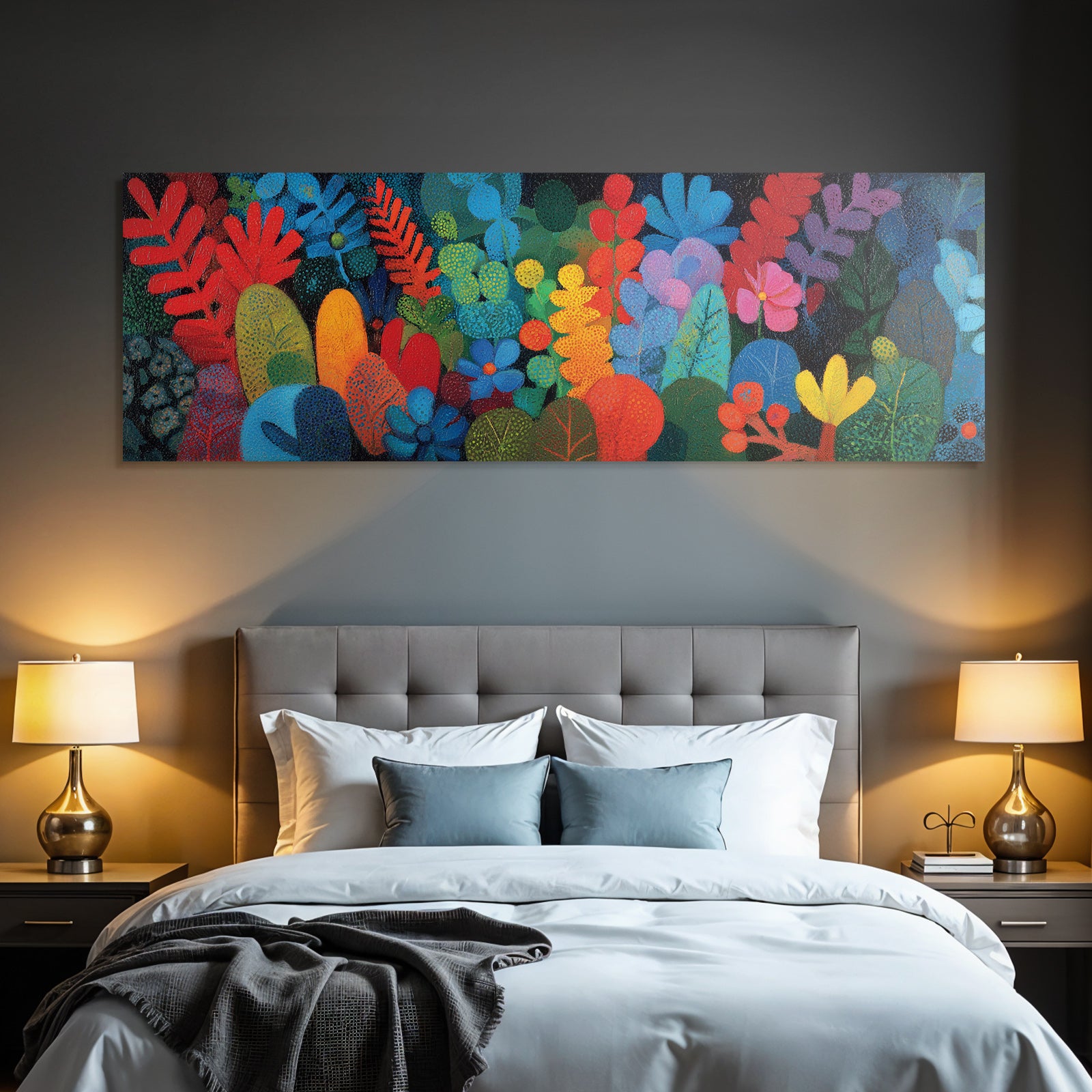 Tropics and Jungle Vibrant Colored Illustration of Plants and Flowers