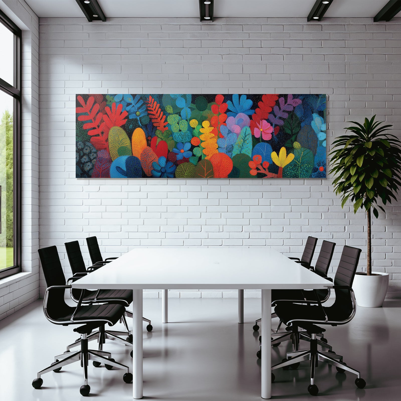 Tropics and Jungle Vibrant Colored Illustration of Plants and Flowers