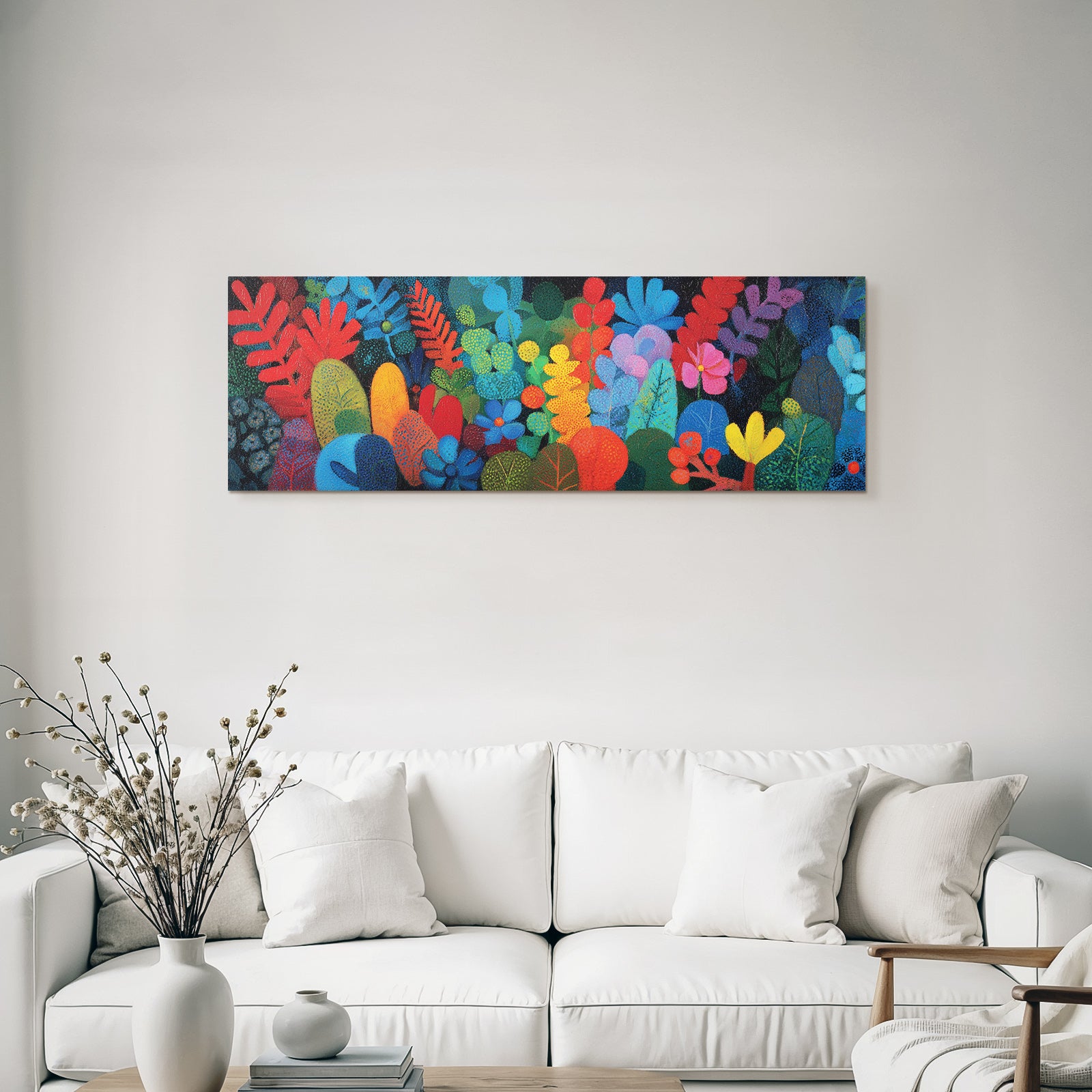 Tropics and Jungle Vibrant Colored Illustration of Plants and Flowers