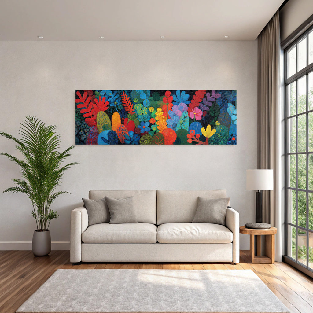 Tropics and Jungle Vibrant Colored Illustration of Plants and Flowers
