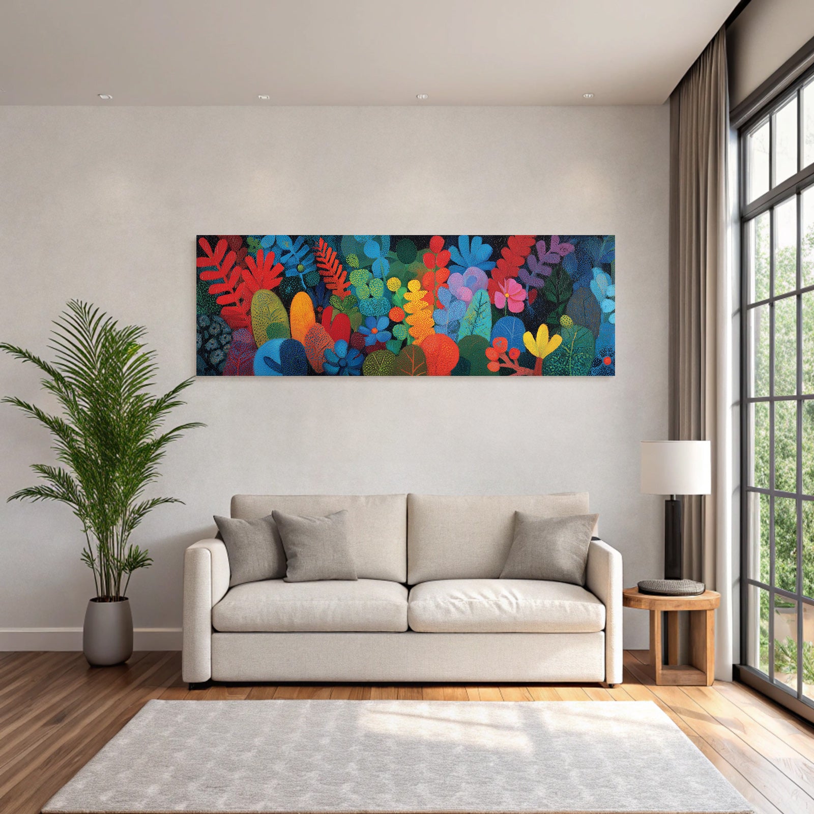 Tropics and Jungle Vibrant Colored Illustration of Plants and Flowers