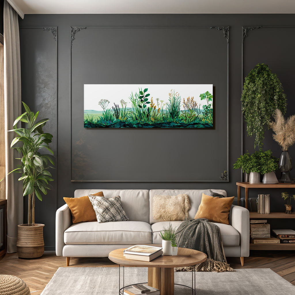 Tropics and jungle diversity of vegetation with grass and wildflowers