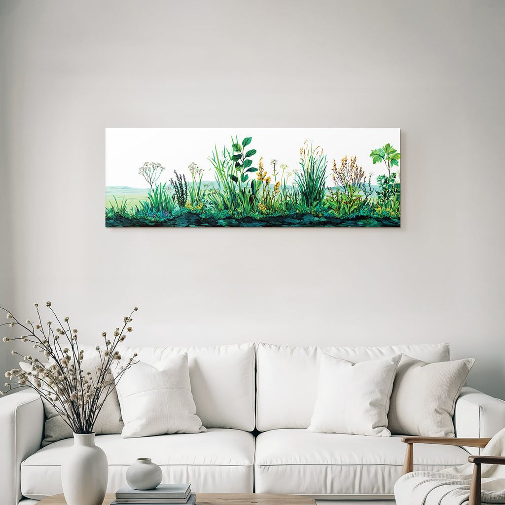 Tropics and jungle diversity of vegetation with grass and wildflowers