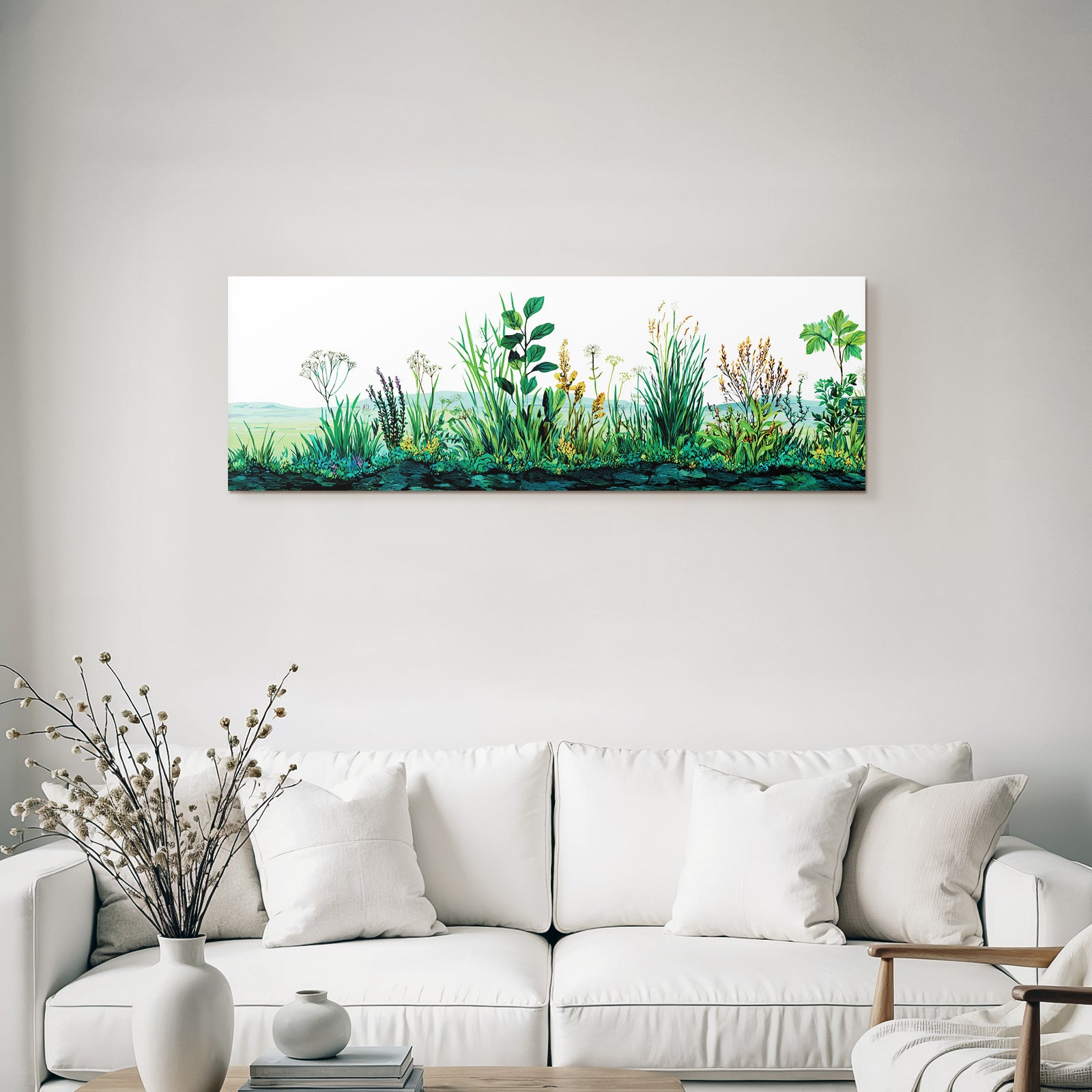 Tropics and jungle diversity of vegetation with grass and wildflowers