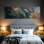 Tropics and Jungle Two Toucans Surrounded by Tropical Foliage Stylized Artwork