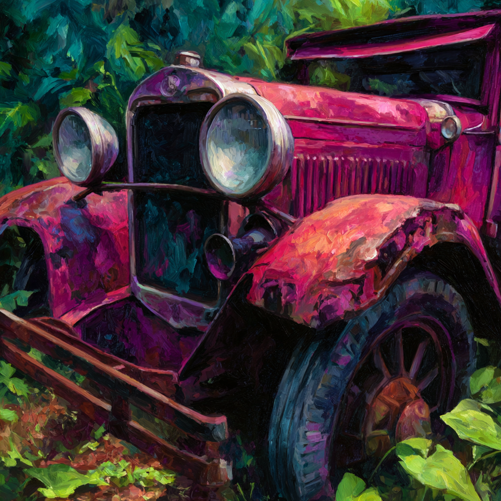 Tropen Und Dschungel Alte Vintage Auto Rustig Überwachsen Mit Pflanzen | Tropen und Dschungel | Landschaften