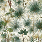 Tropen Und Dschungel Botanisches Muster Mit Gehäuftem Blattgrün Und Gold Ton Hintergrund | Tropen und Dschungel | Landschaften