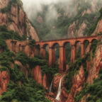 Tropen Und Dschungel Büchermabrücke Und Wasserfall In Der Landschaft | Tropen und Dschungel | Landschaften
