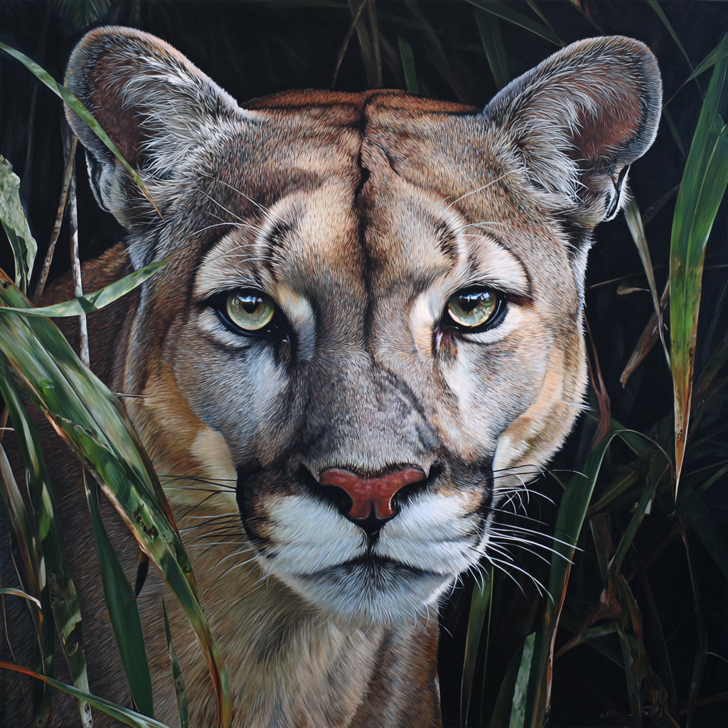 Tropen Und Dschungel Grote Feline Nähe Cougar Im Hintergrund Von Folien | Tropen und Dschungel | Landschaften