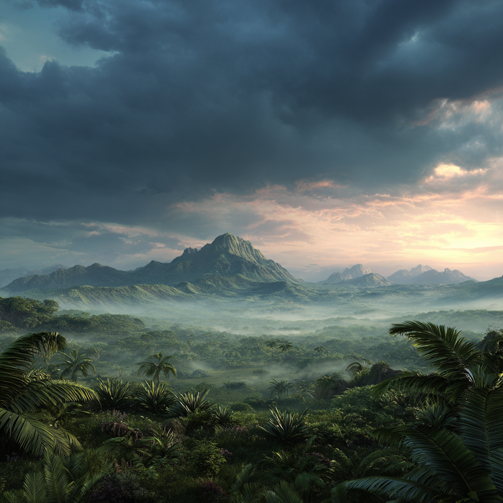 Tropen Und Dschungel Lush Mountains Tropische Region Grüne Hügel Dramatischer Himmel | Tropen und Dschungel | Landschaften