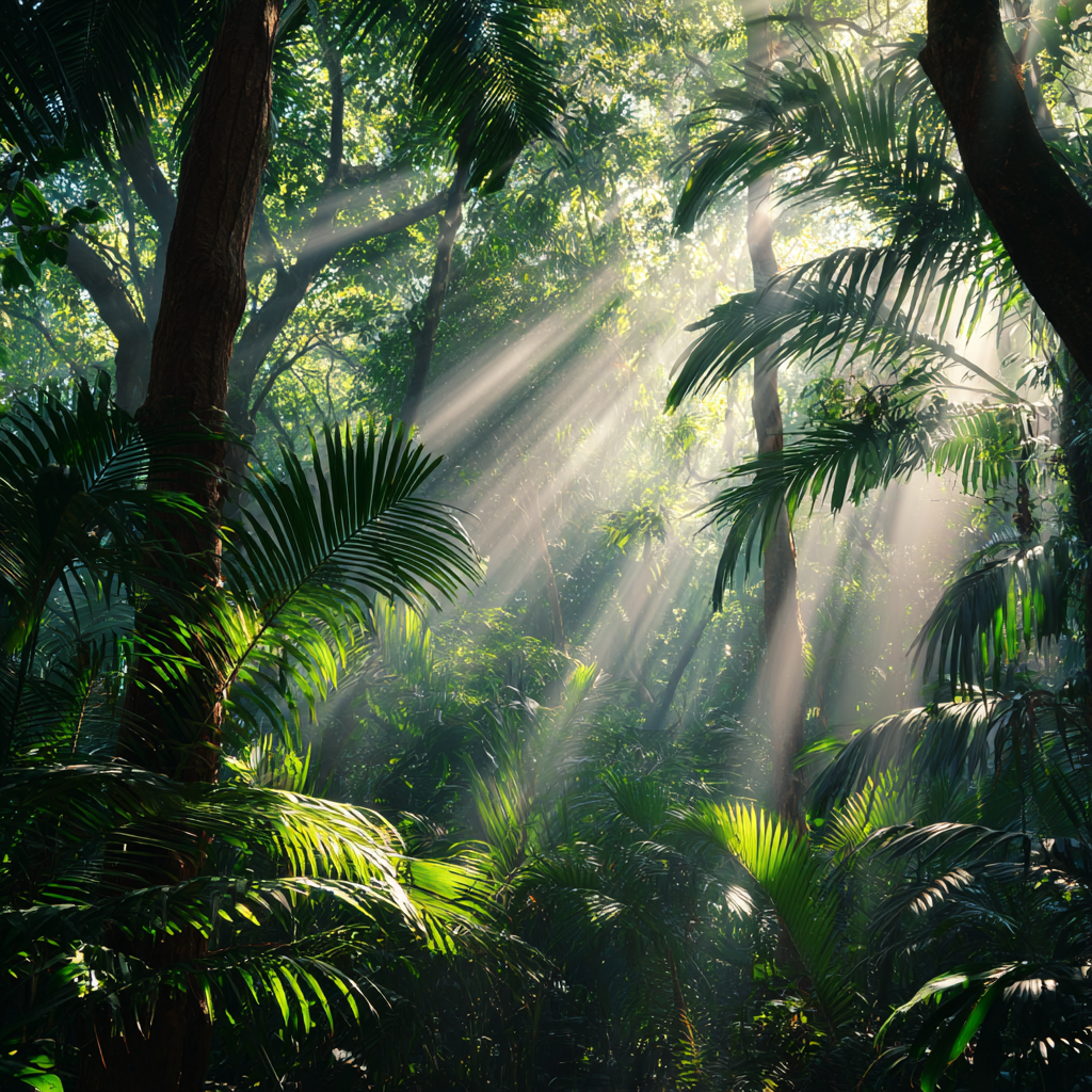Tropen Und Dschungel Lush Regenwald Szenen Mit Sonnenschein Und Dichter Vegetation | Tropen und Dschungel | Landschaften