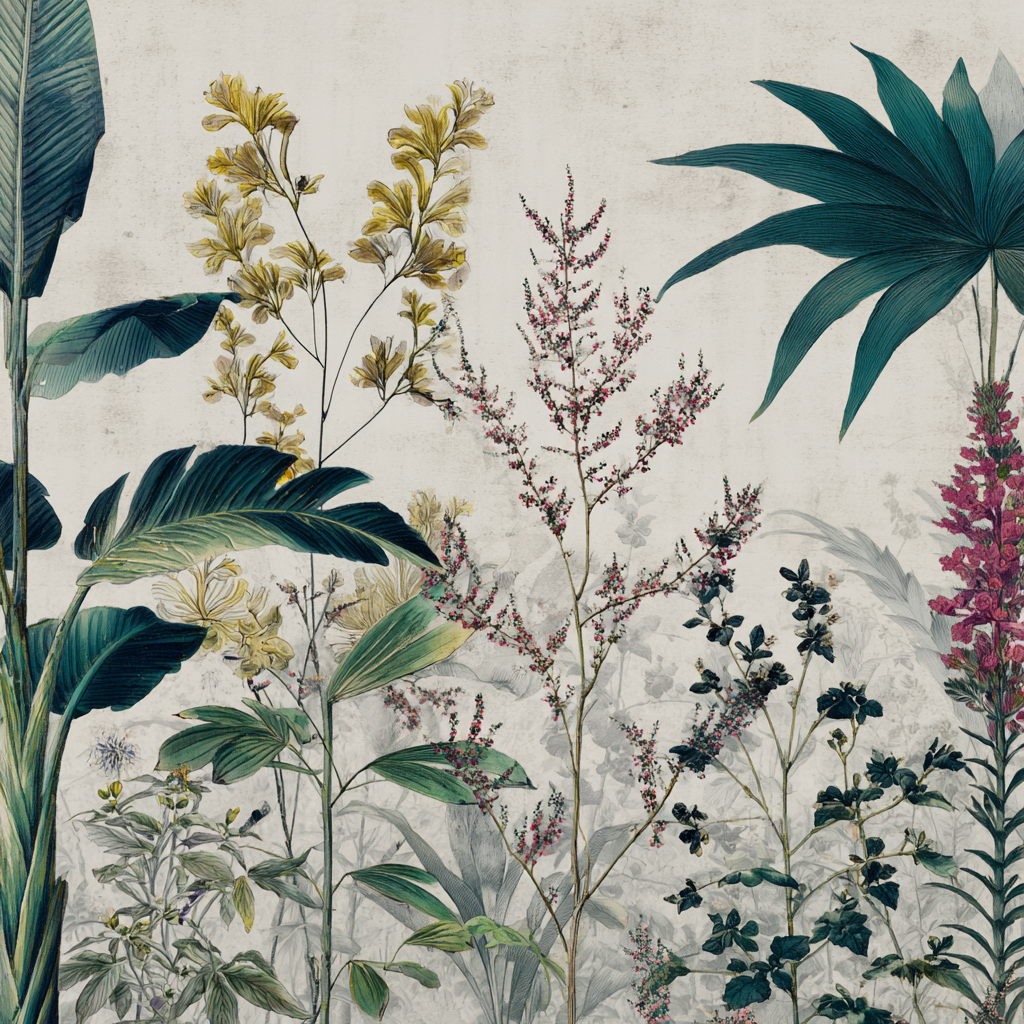 Tropen Und Dschungel Pflanzen Und Blumen Kunst Illustration Botanische Elemente | Tropen und Dschungel | Landschaften