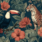 Tropen Und Dschungel Toucan Und Jaguar Im Tropischen Blumen Hintergrund | Tropen und Dschungel | Landschaften