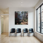 Tropics and Jungle Eelfall Surrounded by Green Plants and Palm Trees in a Tropical Landscape