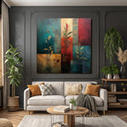 Tropics and jungle abstract floral motif with gradient textured background