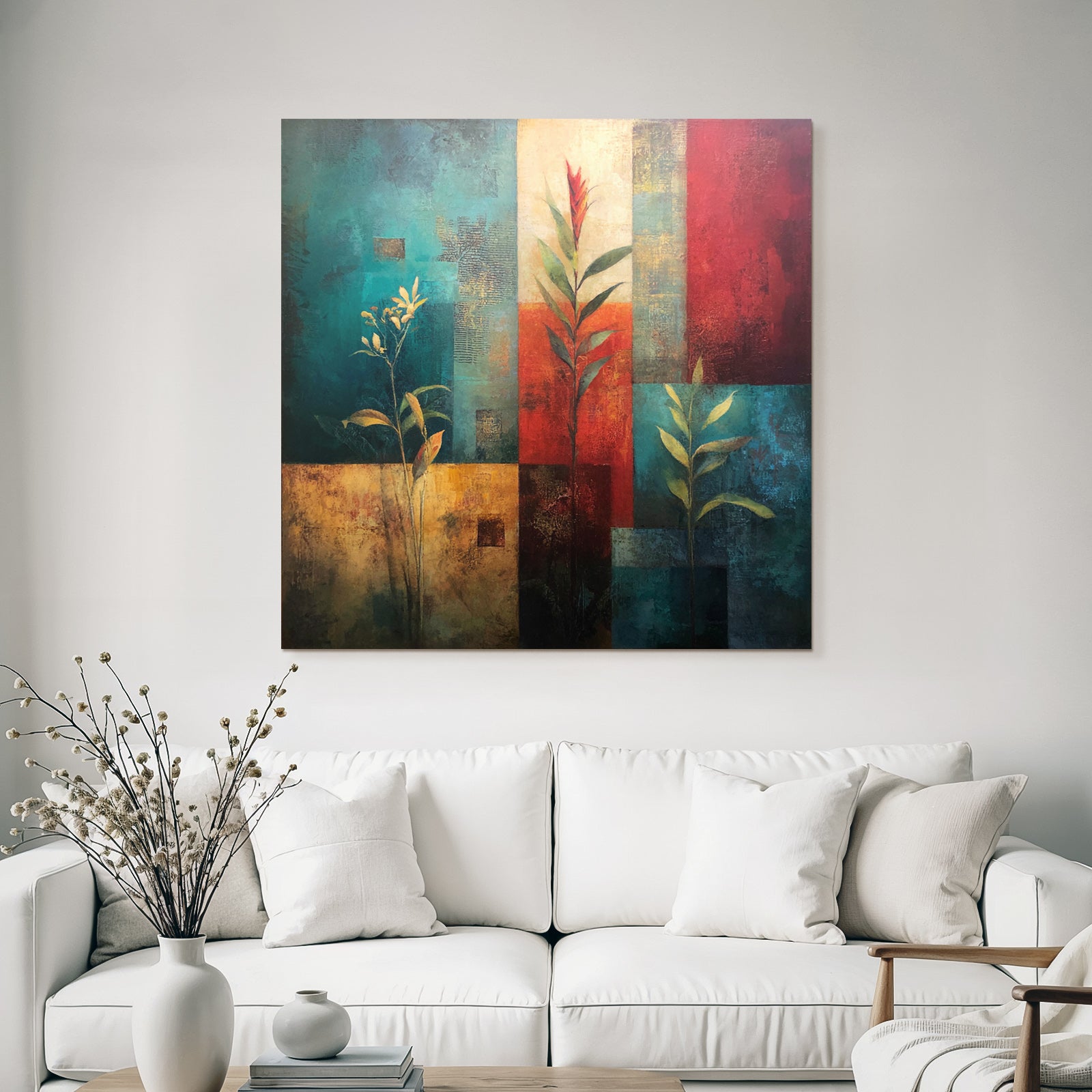 Tropics and jungle abstract floral motif with gradient textured background
