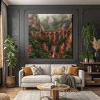 Tropics and jungle book bridge and waterfall in the landscape