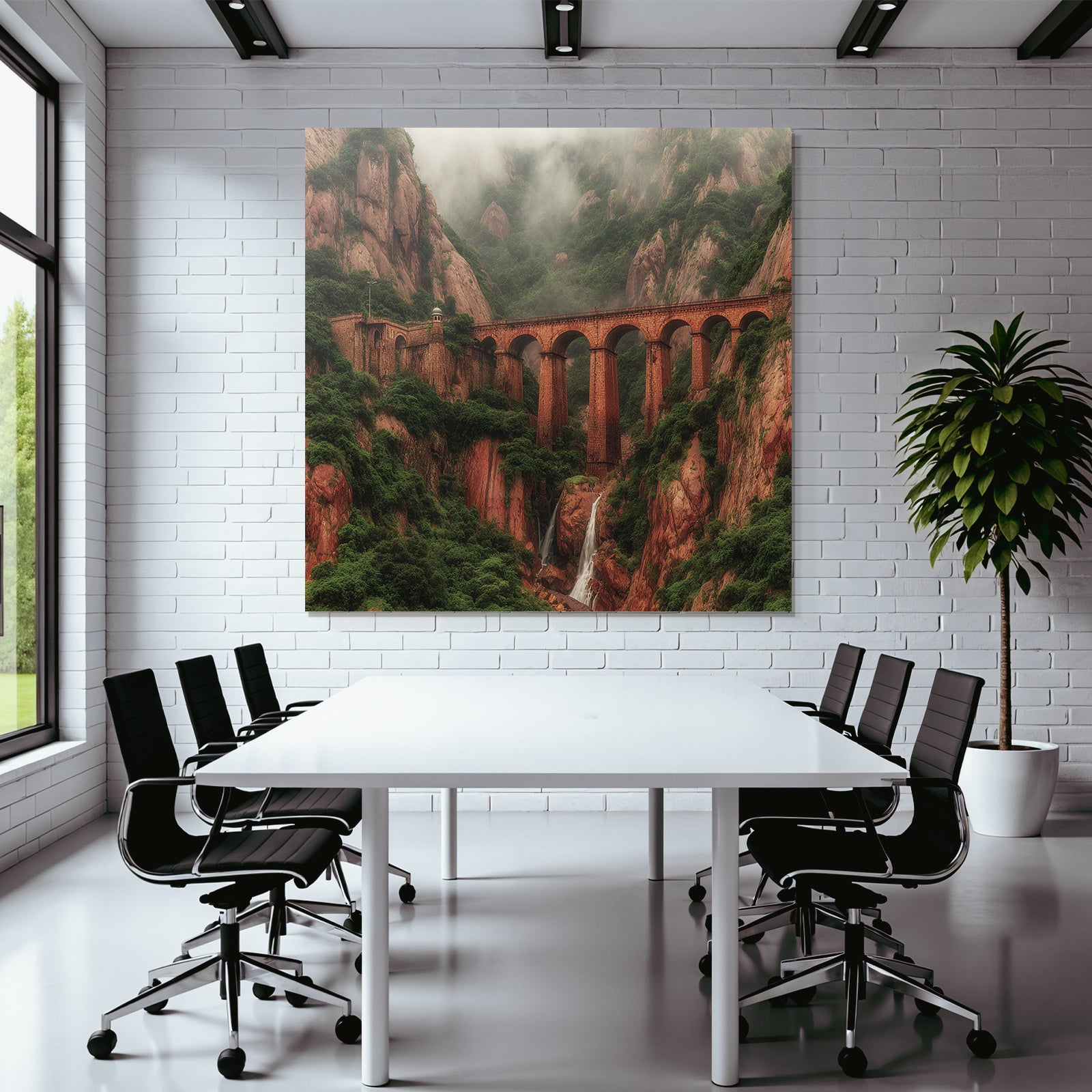 Tropics and jungle book bridge and waterfall in the landscape