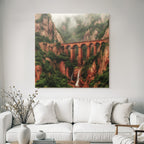 Tropics and jungle book bridge and waterfall in the landscape