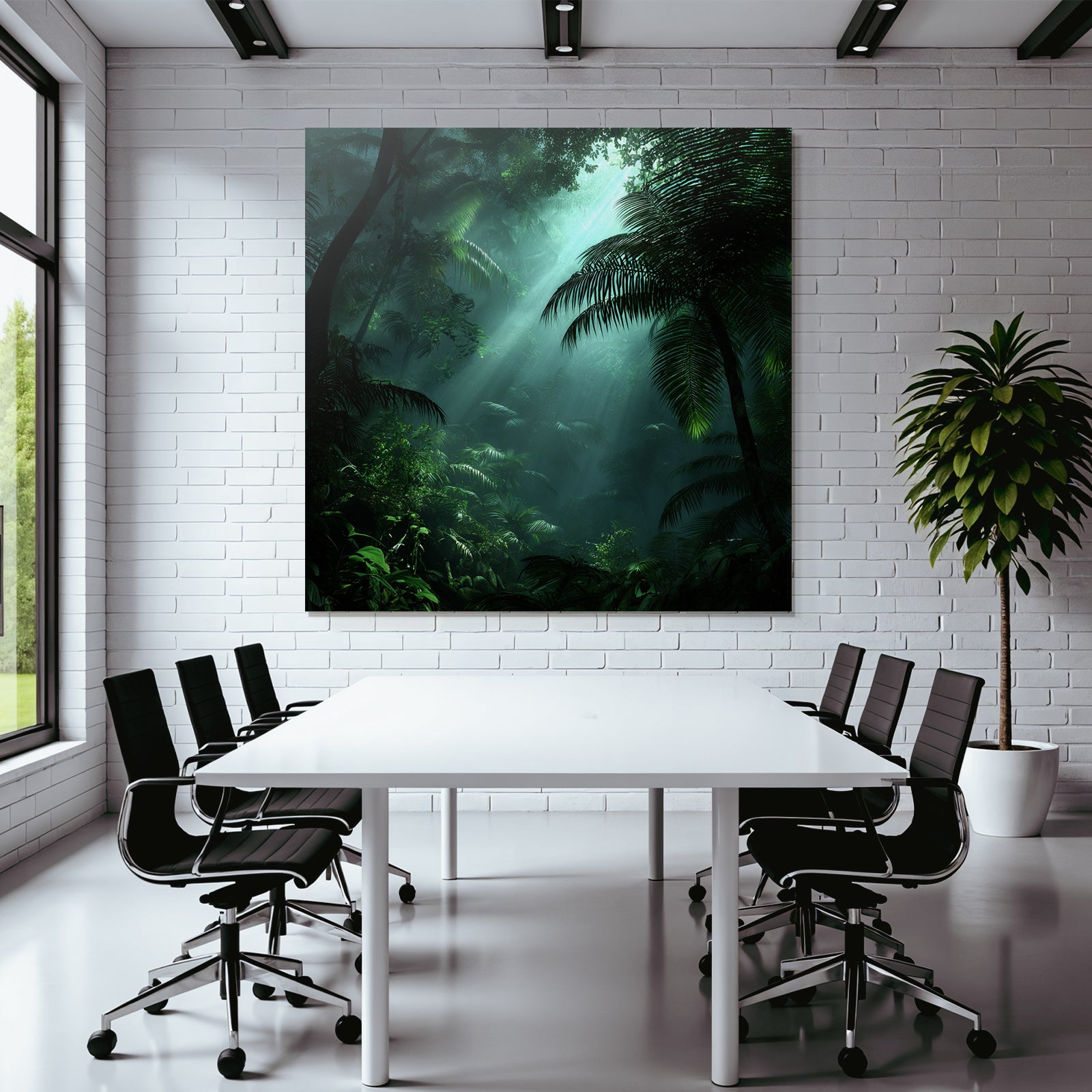 Tropics and Jungle Dense jungle scene with sun and vegetation