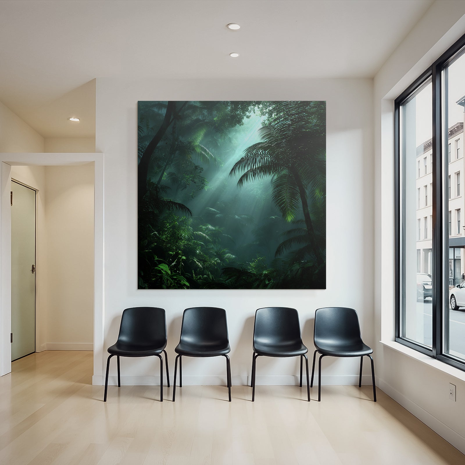 Tropics and Jungle Dense jungle scene with sun and vegetation